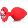 Красная анальная пробка с розовым кристаллом Bior toys SF-70602-02 (9,5 см)