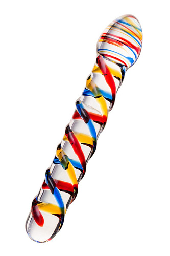 Стеклянный разноцветный фаллос с гладкой головкой Sexus 912042