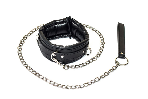 Чёрный ошейник с поводком Lola toys Fetish 1084-01lola