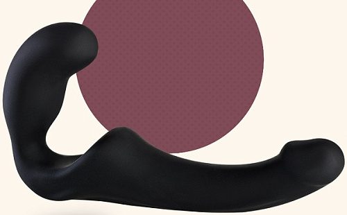 Чёрный безремневой страпон из нежного силикона Fun Factory Share 24408