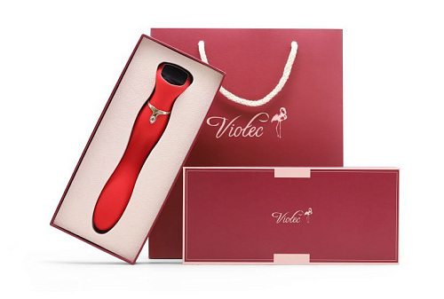 Красный вибратор с screen-touch управлением Viotec MIRACLE CHANCE 1806R1 (21 см)