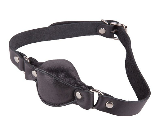 Чёрный кожаный кляп на регулируемых ремешках Sitabella 3093-1