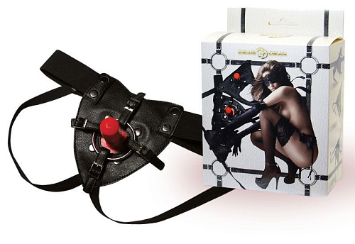 Чёрные трусики с кольцом и плугом для крепления насадок Сумерки богов 953-02 BX DD