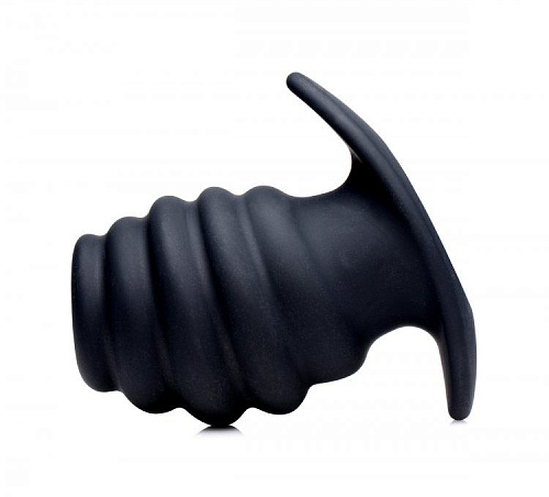 Средняя чёрная анальная пробка XR Brands Hive Ass Tunnel Silicone Ribbed Hollow Anal Plug Medium AF982-Medium (8,13 см)