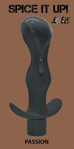 Серая фигурная анальная пробка с вибрацией Lola toys Passion 8004-02Lola (14 см)