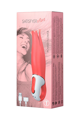 Красный вибратор с лепестками Satisfyer Power Flower J6488-V (18,8 см)