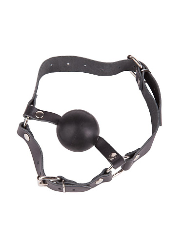 Чёрный кляп-шар на кожаных ремешках с пряжкой Sitabella 3006-1