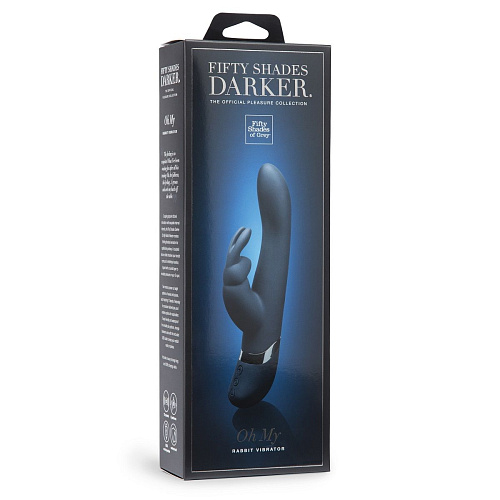 Тёмно-синий вибратор Fifty Shades of Grey Oh My USB Rechargeable Rabbit Vibrator FS-63943 (25,4 см)