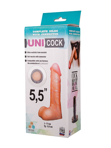 Фаллическая насадка телесного цвета Harness LOVETOY (А-Полимер) UNICOCK 5,5 080803 (17 см)