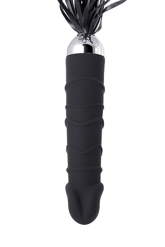 Вибратор с чёрной полиуретановой плёткой ToyFa 901407-5 (16 см)