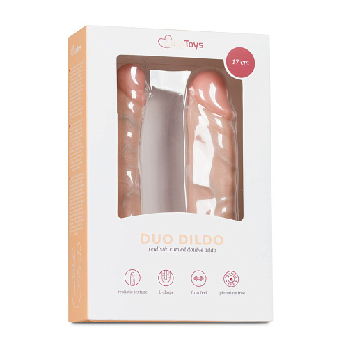 Телесный двусторонний фаллоимитатор EDC Wholesale Duo Dildo ET419SKN