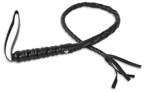 Черный кнут с витой рукояткой Пикантные штучки DP097 (97 см)