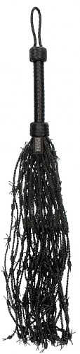 Чёрная многохвостая плетёная плеть Shots Media BV Leather Barbed Wire Flogger PAI008BLK (77 см)