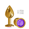 Золотистая средняя пробка с фиолетовым кристаллом Сумерки богов 520-08 purple-DD (8,5 см)