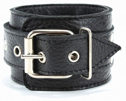 Кожаные чёрные наручи с пряжкой БДСМ арсенал 51005ars