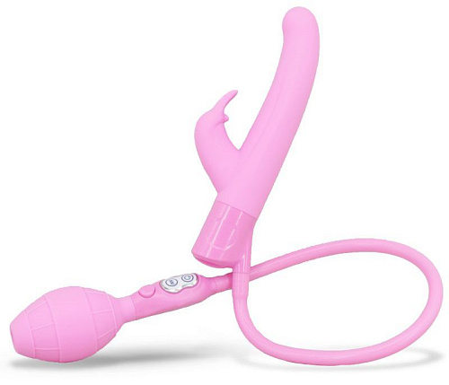 Розовый вибратор с клиторальным стимулятором и функцией расширения Seven Creations B0159R4SPG (15,5 см)