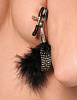 Металлические зажимы для сосков с чёрными пёрышками Pipedream Feather Nipple Clamps PD3889-00