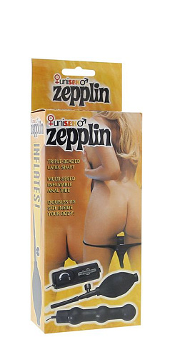 Чёрная вибрирующая анальная цепочка с накачкой Seven Creations Zepplin 2K348BLK BX GP (14 см)