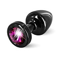 Чёрная пробка с малиновым кристаллом DIOGOL ANNI round black T1 Fuschia 9020060073 (6 см)