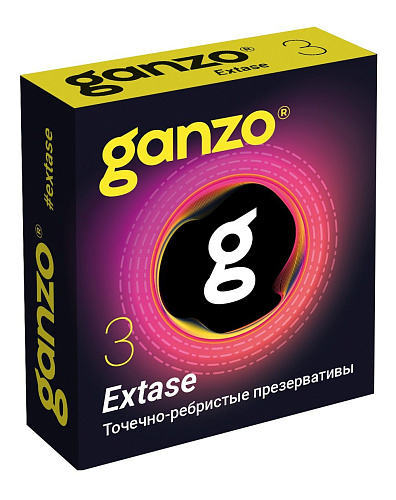 Презервативы анатомической формы с точечной и ребристой структурой Ganzo Extase №3 (3 шт)