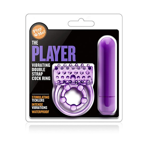 Фиолетовое эрекционное виброкольцо Blush Novelties The Player Vibrating Double Strap Cock Ring BL-91911