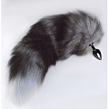 Хромированная анальная пробка с пушистым хвостом Sitabella 8026