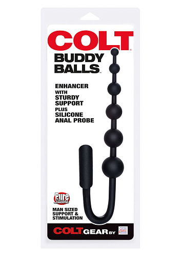 Чёрный анальный стимулятор с кольцом California Exotic Novelties COLT BUDDY BALLS SE-6865-50-2 (18,5 см)
