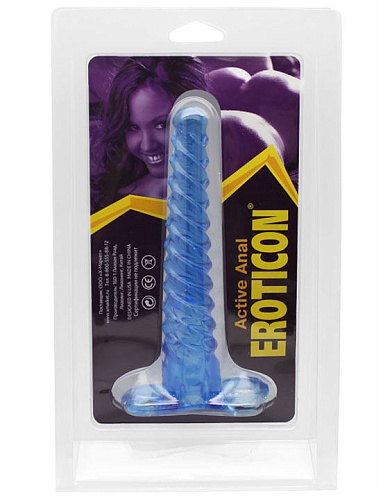 Синий спиралевидный анальный конус Eroticon 31023-3 (17 см)
