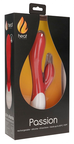 Красный вибратор-кролик с функцией нагрева Shots Media BV Passion HEA002RED (20 см)