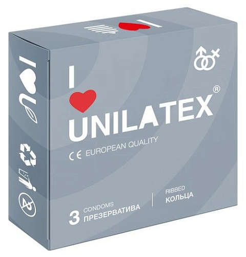 Презервативы с рёбрами Unilatex Ribbed №3 (3 шт)