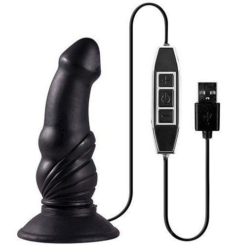 Чёрная анальная вибропробка, работающая от USB Dream Toys MENZSTUFF SPINDLE 10FUNCTION BUTT PLUG 21134