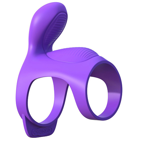 Фиолетовое эрекционное кольцо-насадка на пенис и мошонку Pipedream Ultimate Couples Cage PD5816-12