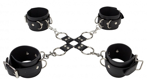 Черный комплект оков Hand And Legcuffs Shots Media BV OU050BLK