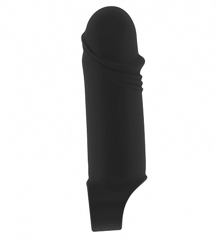 Чёрная удлиняющая насадка Shots Media BV Stretchy Thick Penis Extension No.35 SON035BLK (15,2 см)