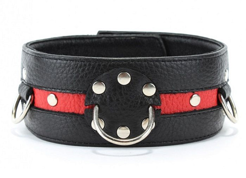 Чёрно-красный ошейник на пряжке БДСМ арсенал 55023