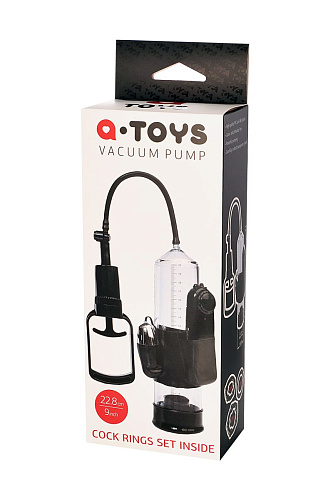 Прозрачная вакуумная помпа с вибропулей и эрекционными кольцами A-toys 769010