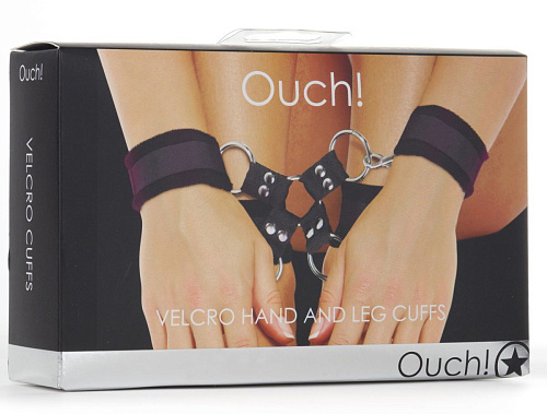 Черный комплект оков Velcro hand and leg cuffs Shots Media BV OU052BLK