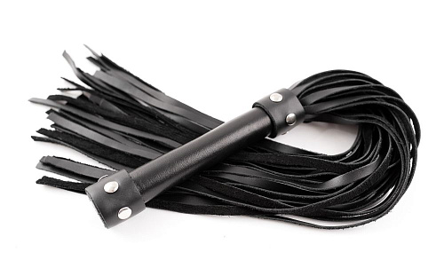 Чёрная кожаная плеть с ручкой БДСМ арсенал Ladys Arsenal 68006ars