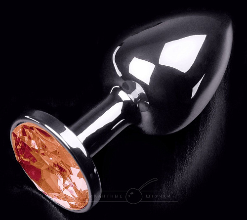 Серебристая анальная пробка с оранжевым кристаллом Пикантные штучки DPRSS252OR (7 см)