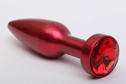 Большая красная анальная пробка с красным стразом 4sexdreaM 47199-4 (11,2 см)