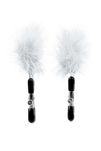 Зажимы для сосков с белым пухом ToyFa Theatre 705008