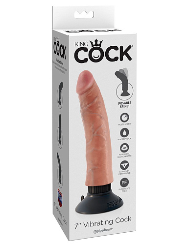 Вибромассажёр телесного цвета Pipedream 7 Vibrating Cock PD5402-21 (20 см)