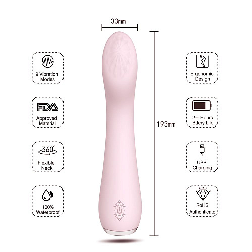 Нежно-розовый вибратор с рельефной головкой S-HANDE LISA SHD-S086 (19,3 см)