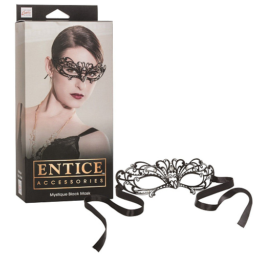 Чёрная маска из никеля с имитацией кристаллов California Exotic Novelties Entice Mystique Mask SE-2720-42-3