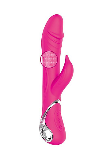 Розовый вибратор-ротатор Tonga N 40 RECHARGEABLE DUO VIBRATOR 530027 (23 см)