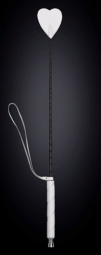 Белый стек из кожи с наконечником-сердечком Sitabella 3039-3 (70 см)