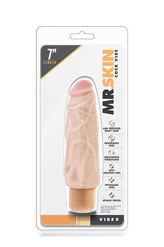 Рельефный вибратор-реалистик телесного цвета Blush Novelties Dr. Skin Cock Vibe 9 BL-11343 (17,8 см)