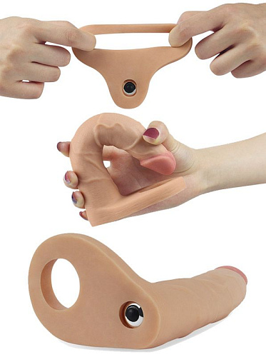 Телесная насадка-вибратор для двойного проникновения Lovetoy LV1133 (17 см)