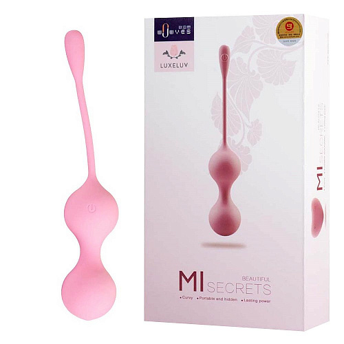 Розовые вагинальные шарики с вибрацией и пультом ДУ LuxeLuv MI pink