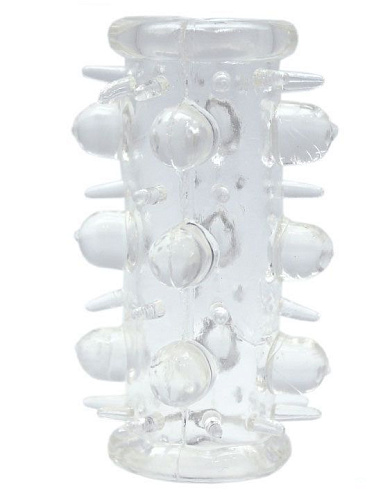 Сквозная разноцветная насадка с шипами и шишечками Eroticon 31021 (7,6 см)